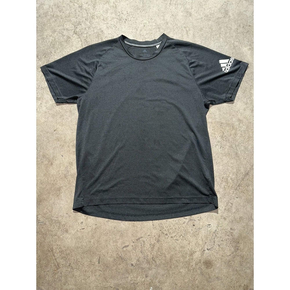 adidas Climalite T-Shirt Men Large Gray Logo Solid Casual Short Sleeve Crew Neck
